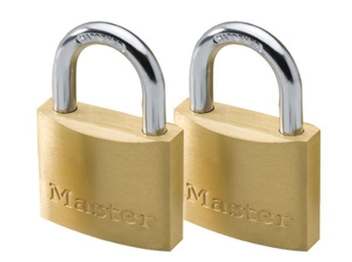 Picture of MASTER LOCK BRASS PADLOCK 2 KEYED ALIKE 20MM HARD STEEL SHACKLE MSP1900T