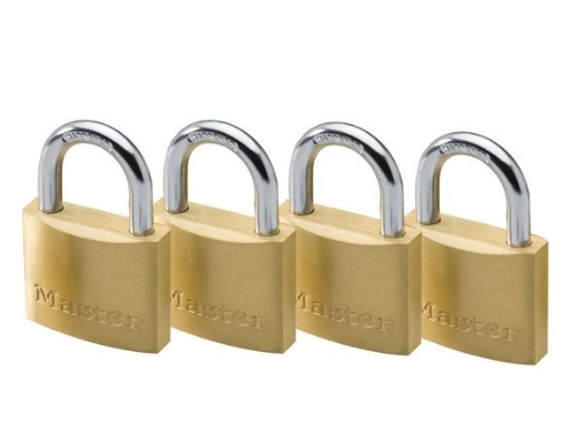 Picture of MASTER LOCK BRASS PADLOCK 4 KEYED ALIKE 30MM HARD STEEL SHACKLE MSP1901Q