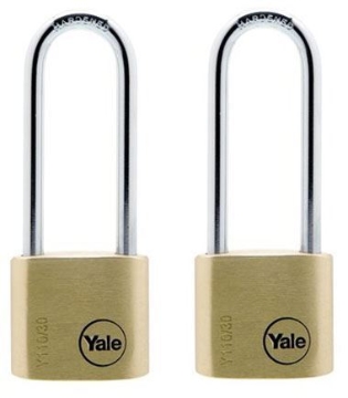 Show details for Yale Classic Series Outdoor Solid Brass Long Shackle Padlock 30mm with Multi-pack - Y110/30/150/2 Picture of Yale Classic Series Outdoor Solid Brass Long Shackle Padlock 30mm with Multi-pack - Y110/30/150/2