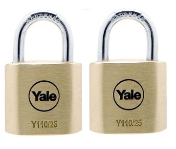 Show details for Yale Classic Series Outdoor Solid Brass Padlock 25mm with Multi-pack - Y110/25/115/2 Picture of Yale Classic Series Outdoor Solid Brass Padlock 25mm with Multi-pack - Y110/25/115/2