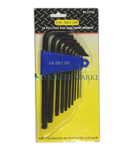 Picture of S-Ks Tools USA BP-5210MB1 Long Arm Ball Point Allen Wrench Set - Metric Size