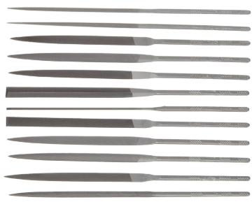 Show details for Nicholson 12 Piece Needle File Set with Handles, Swiss Pattern, Double Cut, #2 Coarseness, 6-1/4" Length Picture of Nicholson 12 Piece Needle File Set with Handles, Swiss Pattern, Double Cut, #2 Coarseness, 6-1/4" Length