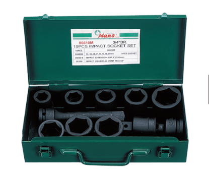 Picture of Hans 10 Pcs. Impact Socket Set - MODEL NO. 86610AA - Inches Size