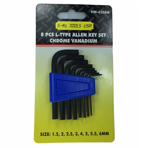 Picture of S-Ks Tools USA HW-6308M Short Arm Allen Wrench Set (Black)