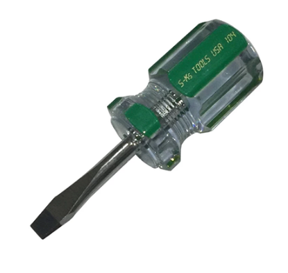 Picture of S-Ks Tools USA 104-1S 1/4” x 1-1/2” Slotted Stubby Screwdriver (Green/Silver) - Price per Dozen