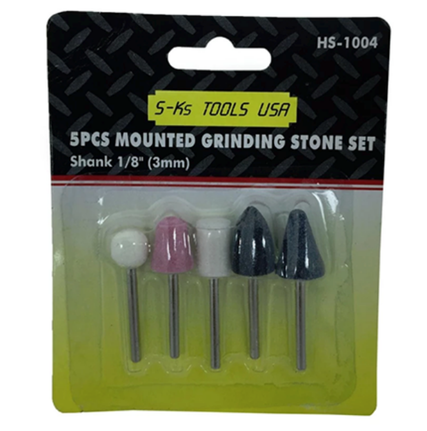 Picture of S-Ks Tools USA HS-1004 1/8” Shank Mounted Grinding Stone Abrasive Point Set (Multicolor)