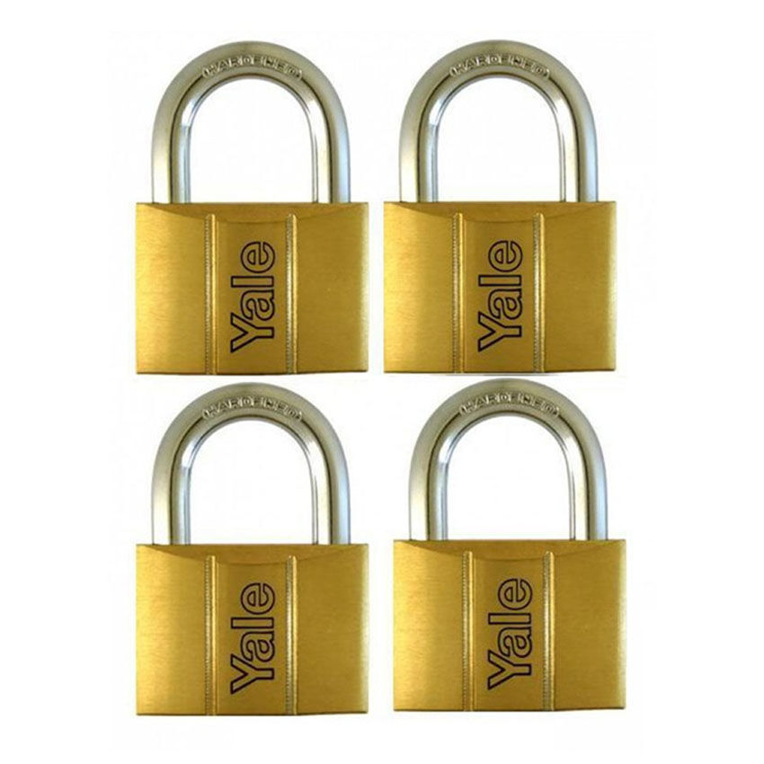 Brass Padlocks Key Alike 4 Pieces, Multi-Pack