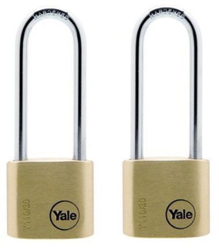 Show details for Yale Classic Series Outdoor Solid Brass Long Shackle Padlock 30mm with Multi-pack - Y110/30/150/2 Picture of Yale Classic Series Outdoor Solid Brass Long Shackle Padlock 30mm with Multi-pack - Y110/30/150/2