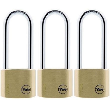 Show details for Yale Classic Series Outdoor Solid Brass Long Shackle Padlock 40mm with Multi-pack - Y110/40/163/3 Picture of Yale Classic Series Outdoor Solid Brass Long Shackle Padlock 40mm with Multi-pack - Y110/40/163/3