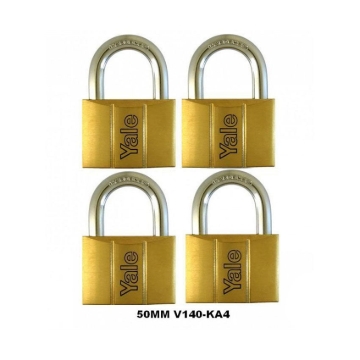 Picture of Yale V140.50 KA4, Standard Shackle Brass Padlocks 140 Series Key Alike 4, V14050KA4