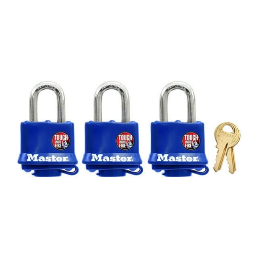 Picture of Master Lock Padlock Laminated Steel 40mm 25mm Shackle 3KA, MSP312TRIHM