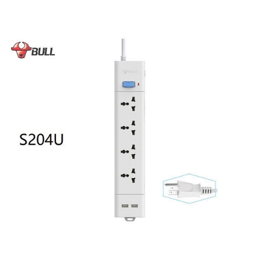 Picture of Bull Extension Board 4 Outlets 2 USB Slot 1 Switch Overload Protection, S204U