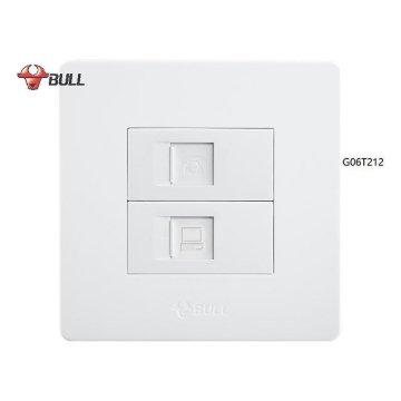 Show details for Bull Telephone and Computer Outlet Set (White), G06T212 Picture of Bull Telephone and Computer Outlet Set (White), G06T212