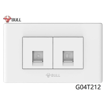 Show details for Bull Telephone and Computer Outlet Set (White), G04T212 Picture of Bull Telephone and Computer Outlet Set (White), G04T212