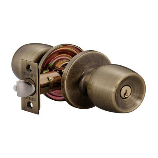 Picture of EZSET DEVON ENTRANCETUBULAR KNOBSET ANTIQUE BRASS EZ100TDNUS5