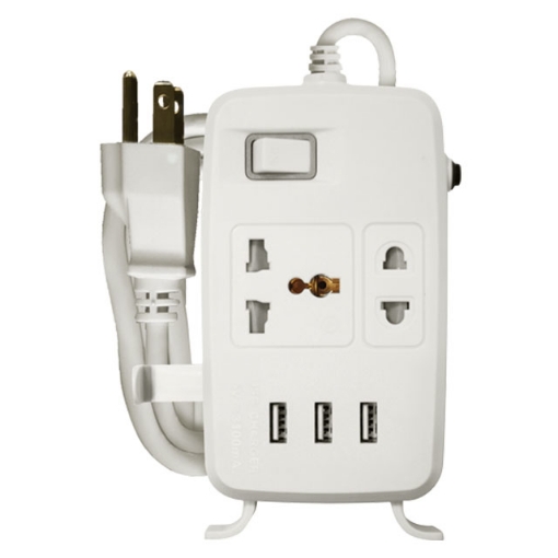 One Main Switch & 3 USB Ports (White)	