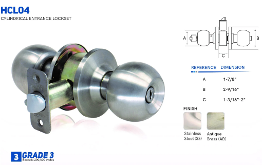 Picture of HENRY CYLINDRICAL ENTRANCE LOCKSET -HCL04