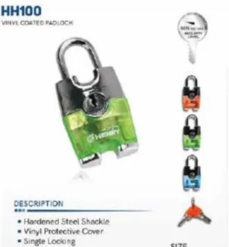 Picture of HENRY TRAVEL PADLOCK/VINYL COATED PADLOCK - HH-100