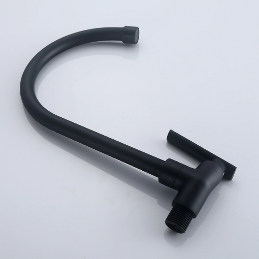 WALL TAP GOOSENECK,MATTE BLACK-DANUBE-AXS01FW202B