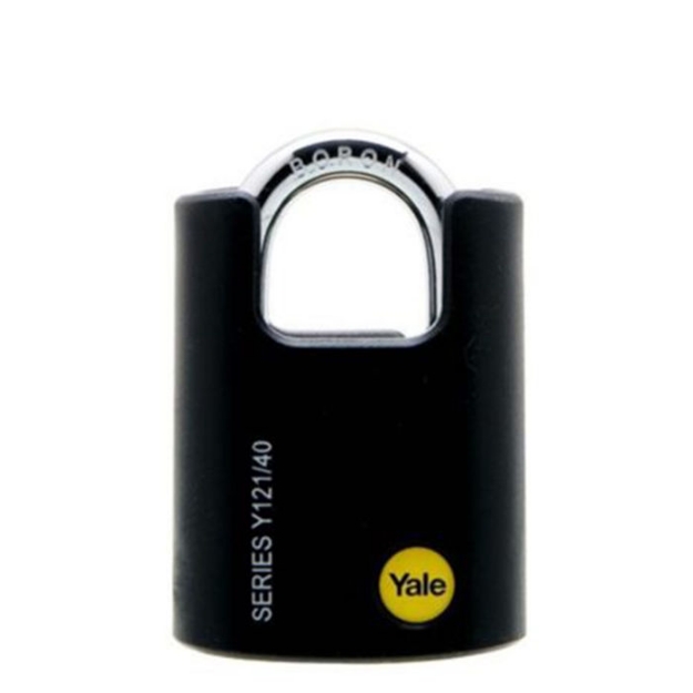 Picture of Yale Y121/40/125/1, Classic Series Outdoor Black Plastic Cover Brass Padlock 40mm, Y121401251