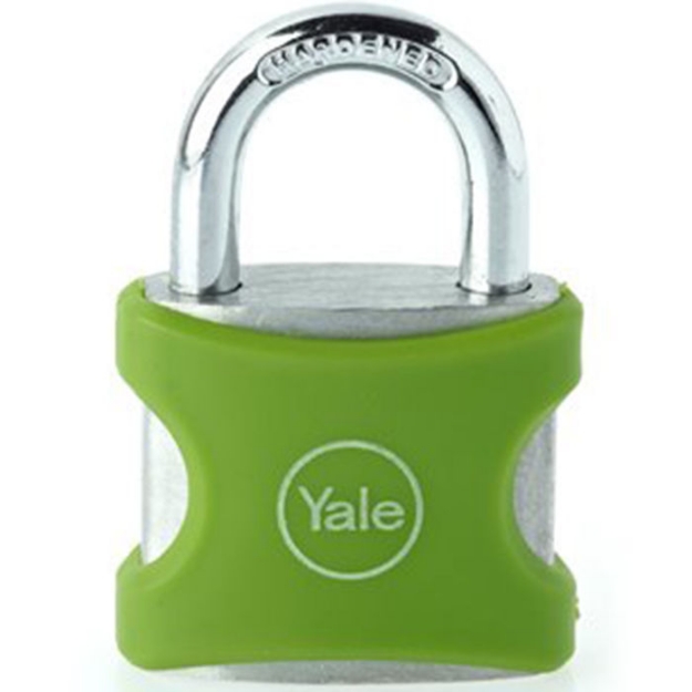 Picture of Yale YE3/25/112/1/G, PVC Wrapped Aluminum Body Padlock, Green, YE3251121G