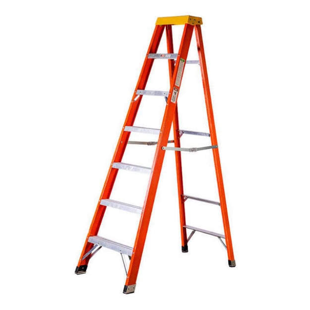Picture of Jinmao 6 Step Fiberglass 7' Step Ladder 300 lbs Orange, JMFM22106IA