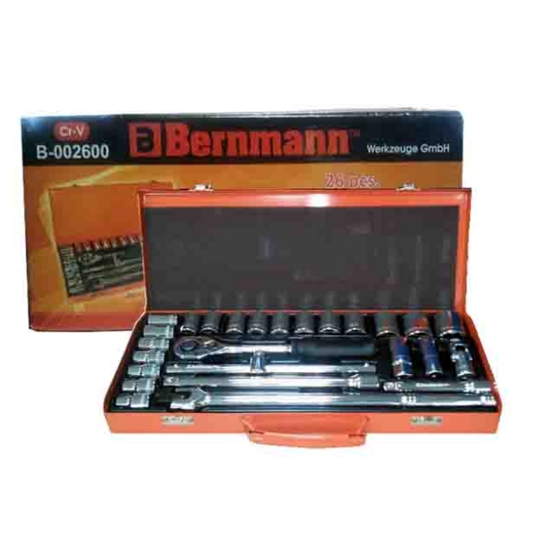 Picture of BERNMANN Socket Set 26pcs ( Metal Case with Handle Orange Color) - B-002600