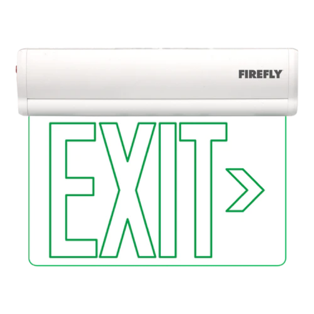 Firefly Single-Faced Exit Light with Wall / Ceiling Mount Option (Exit Right Arrow)