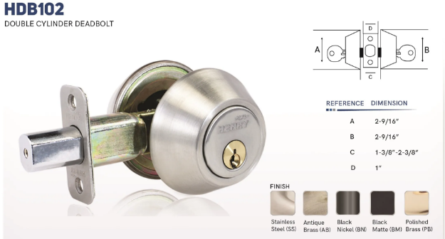 Picture of HENRY DOUBLE CYLINDER DEADBOLT - HDB102