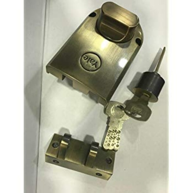 Picture of YALE VERTIBOT DOUBLE CYLINDER DIMPLE KEY ANT BRASS-YLHB100DCDKBAB
