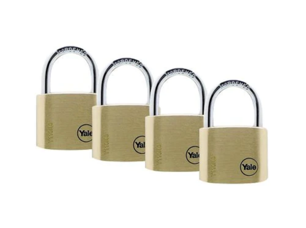 Picture of YALE 4 PC KEY-ALIKED CLASSIC SERIES HARDENED STEEL NATURAL SOLID BRASS PADLOCKS  41M-YL-H-Y110/40/123