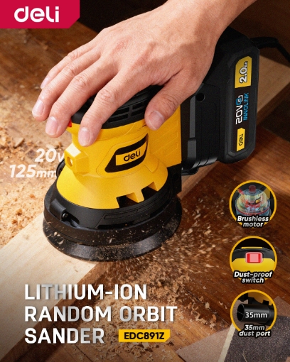 Picture of Deli Lithium-Ion Random Orbit Sander EDC891Z