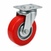 Picture of 5" Heavy-Duty Swivel Caster Wheel with Brake (Red PU Wheel),  Swivel with Lock and W/o Lock
