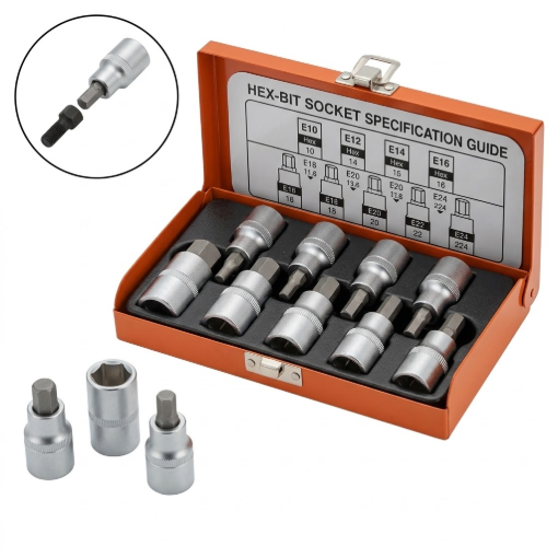 Picture of LIGHT 1/2" DR 9PCS. HEX BIT SOCKET SET, H-2209
