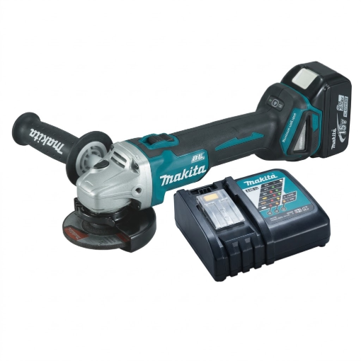 Picture of Makita 18V LXT BL ADT AFT XPT Cordless 100mm (4") Angle Grinder, Anti-Restart Function, Electric Brake, Slide Switch Lock-On, DGA406RF